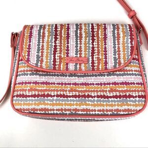 Vera Bradley Crossbody Coral Pink Confetti Striped Purse B30‎